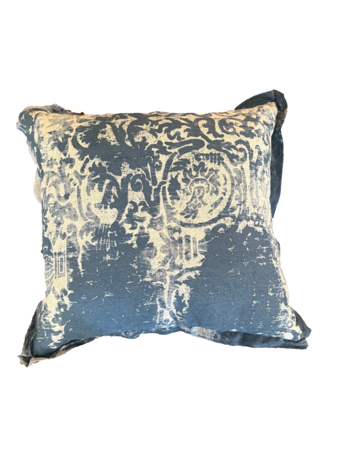 Printed Indigo Pillow with Flange