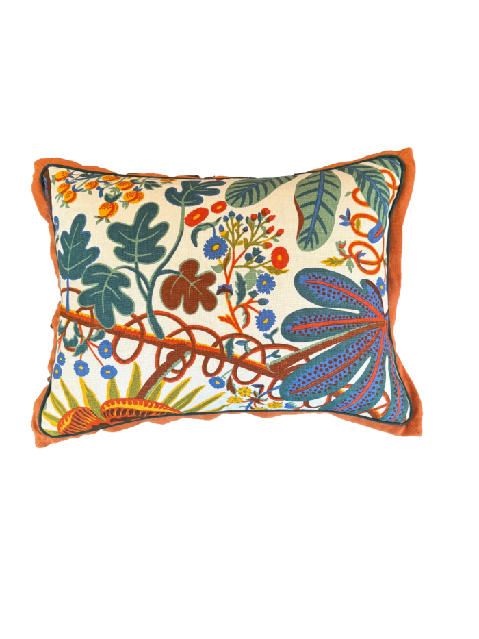 Josef Frank Printed Pillow with Orange Flange