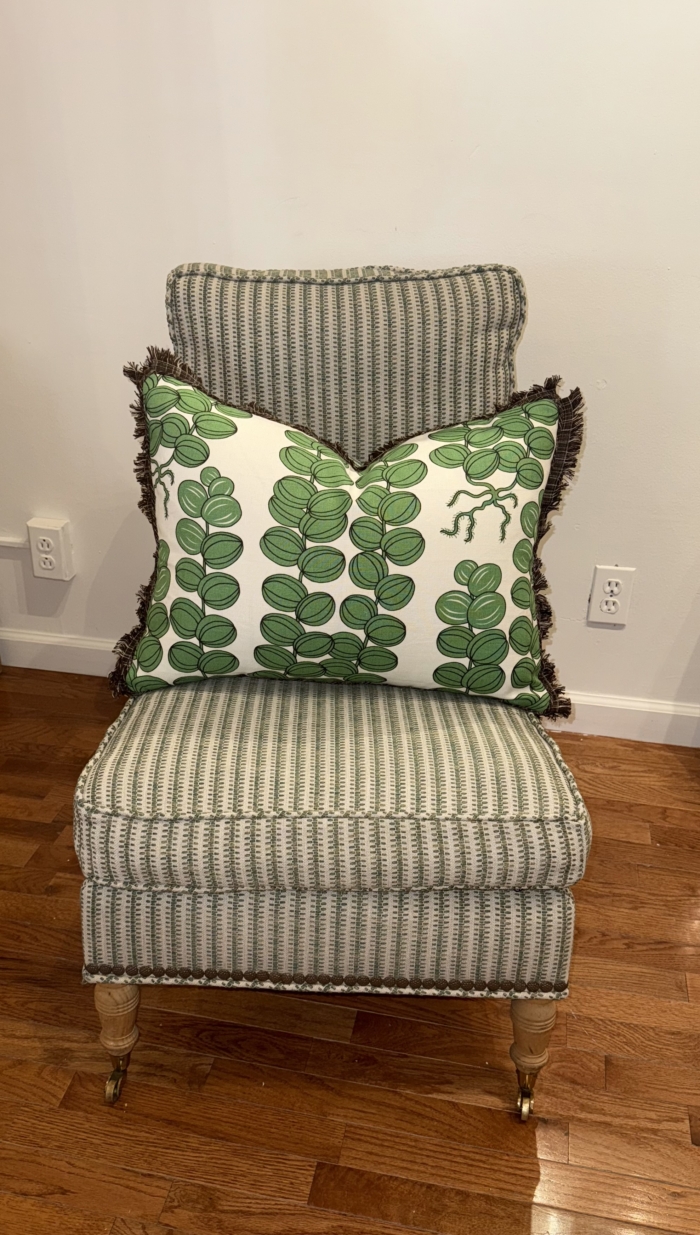 Josef Frank Green Pillow with KLC Thatch Fringe Trim - Image 3